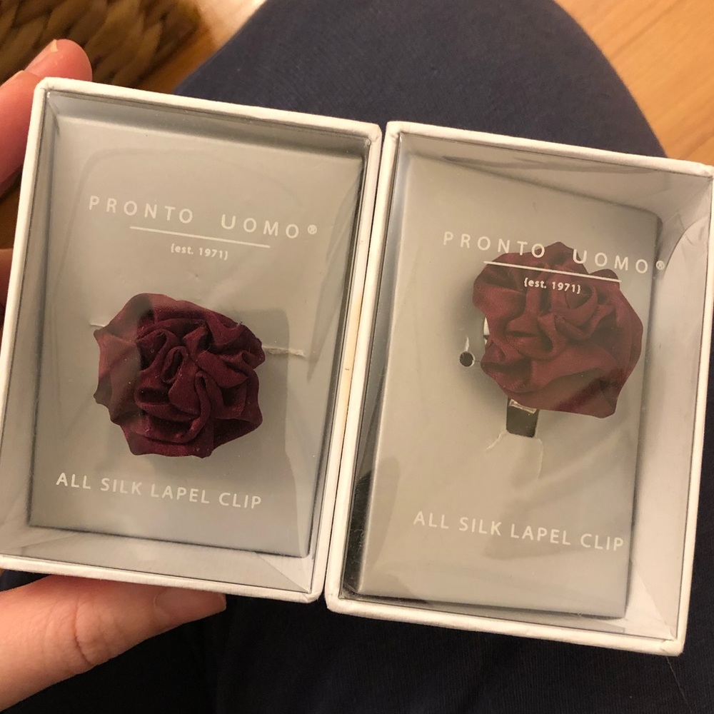 2 Pronto Uomo men’s silk label clips Burgundy